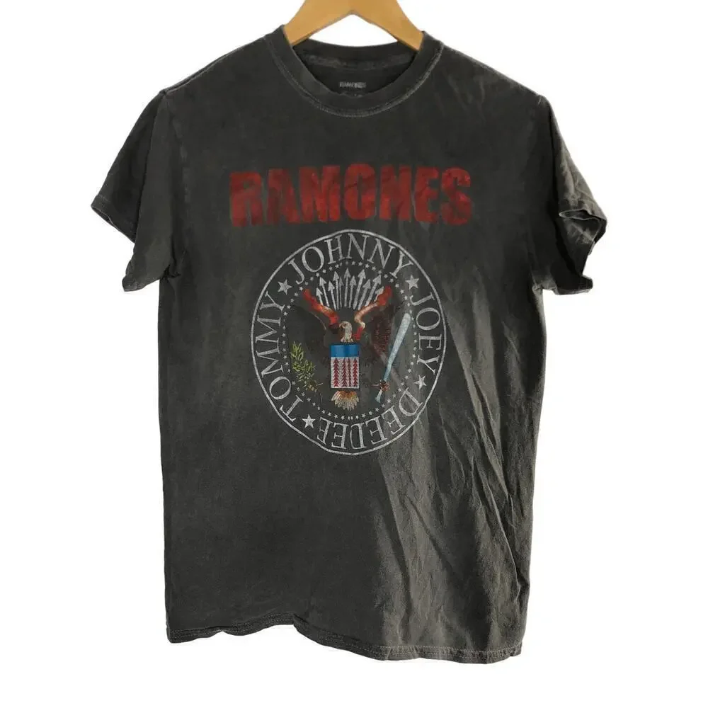 Ramones T-Shirt Graphic Print 100% Cotton Crew Neck Short Sleeve Tee Top Gray XS